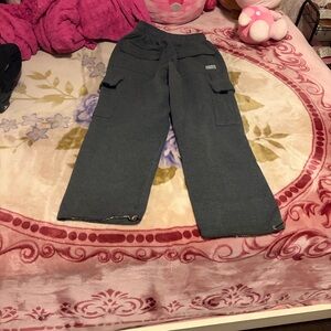 Girls' Gray Cargo Sweatpants with Elastic Waist